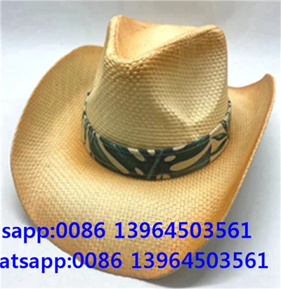 Mũ chống nắng cho nam Western Ribbon Cowboy Straw Fisher Man