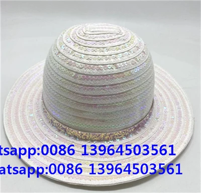 Mũ nữ màu trắng sequin Deco