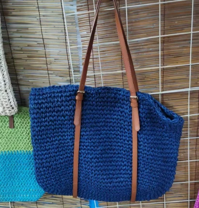 Túi rơm nữ thời trang màu xanh