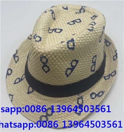 Mũ Fedora cói có họa tiết in