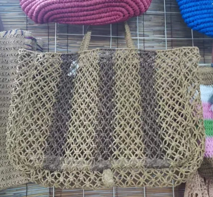 Túi tote nữ dệt tay lớn màu nâu