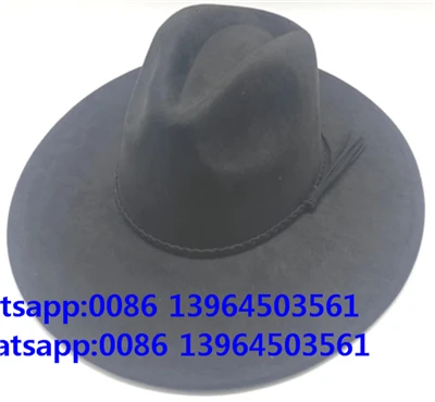 Mũ len Rancher màu đen Mũ cao bồi Fedora
