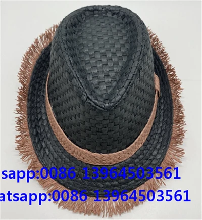 Mũ tua rua fedora màu đen handwoven