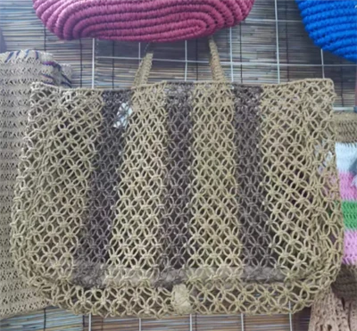 Túi tote nữ dệt tay lớn màu nâu