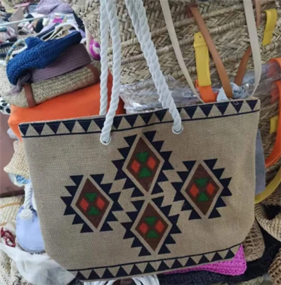 Túi tote vải lanh có hoa văn in