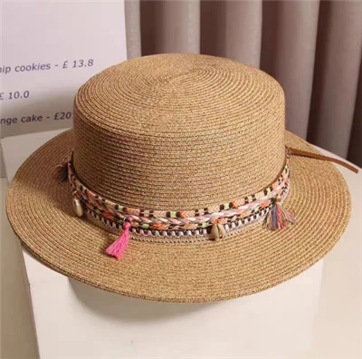Mũ rơm giấy màu nâu Boho Chic dành cho nữ