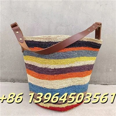 Xô Raffia đầy màu sắc với da thật